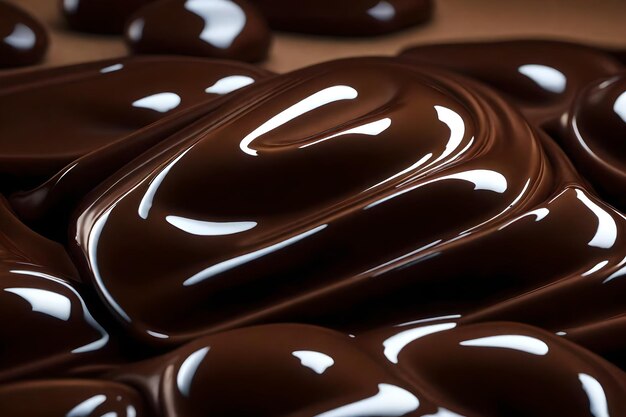 Photo close up of chocolate syrup pouring on a grey background with copy space