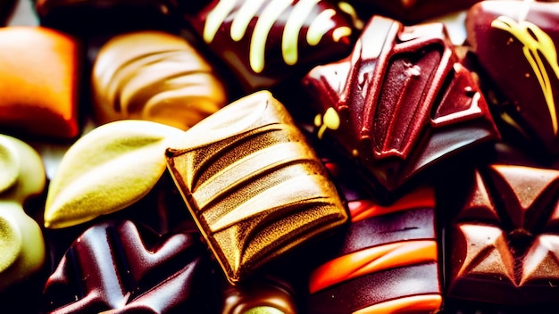 Photo a close up of chocolates in a box