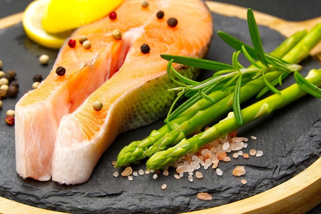 Close-up of chopped fish on table