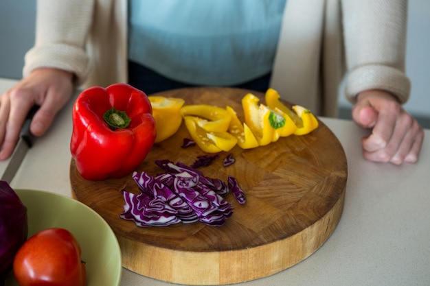 Close-up of chopped vegetables in kitchen