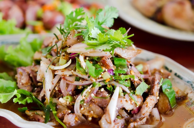 Close-up of chopped vegetables in plate