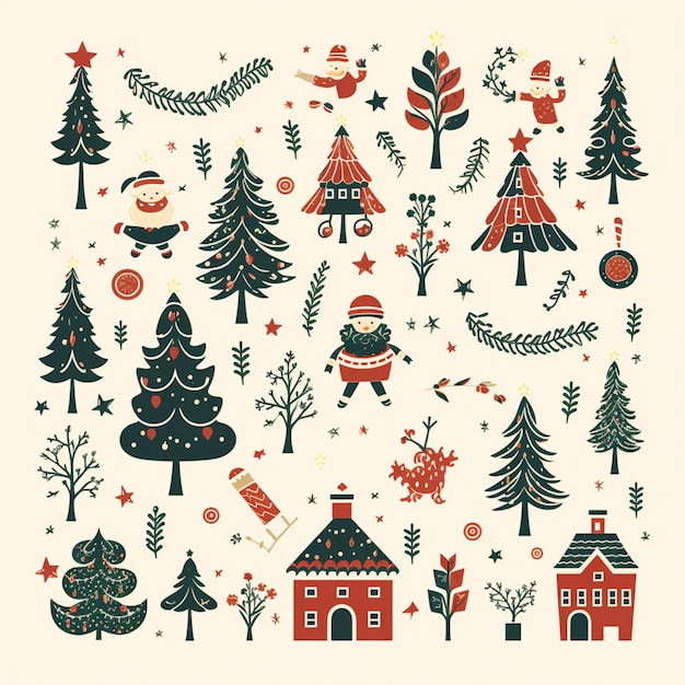 Photo a close up of a christmas card with a bunch of different things generative ai