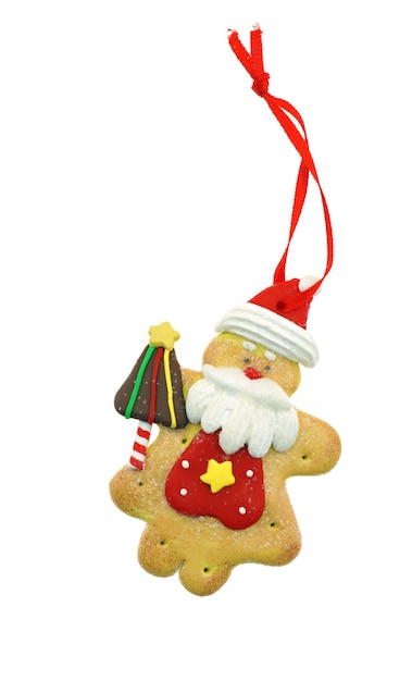 Photo close-up of christmas cookie against white background