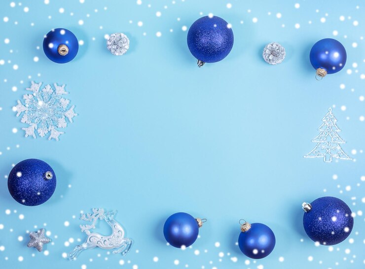 Photo 青い背景のクリスマスの装飾のクローズアップ
