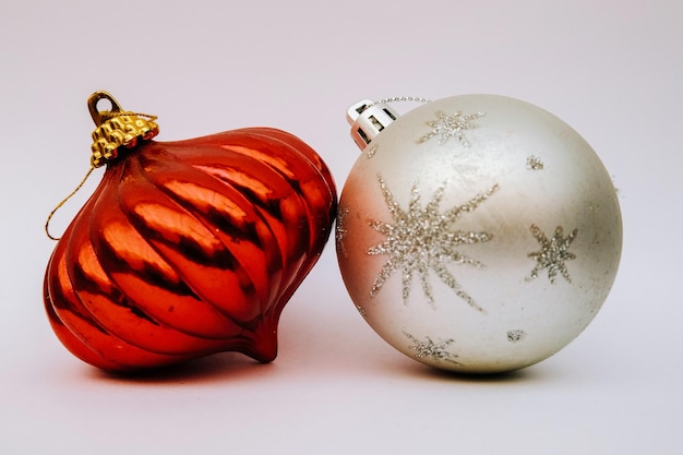 Photo close-up of christmas decoration against white background