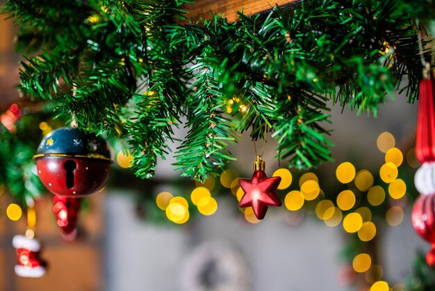 Close-up of christmas decoration hanging on tree