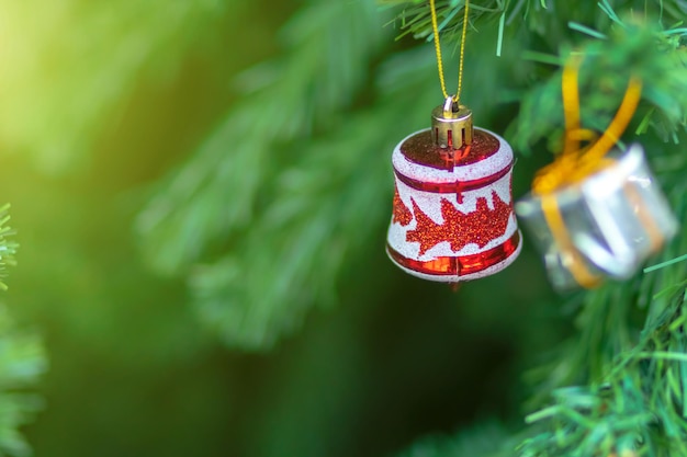 Close-up of christmas decoration hanging on tree