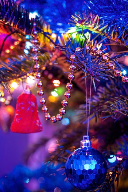 Close-up of christmas decoration hanging on tree