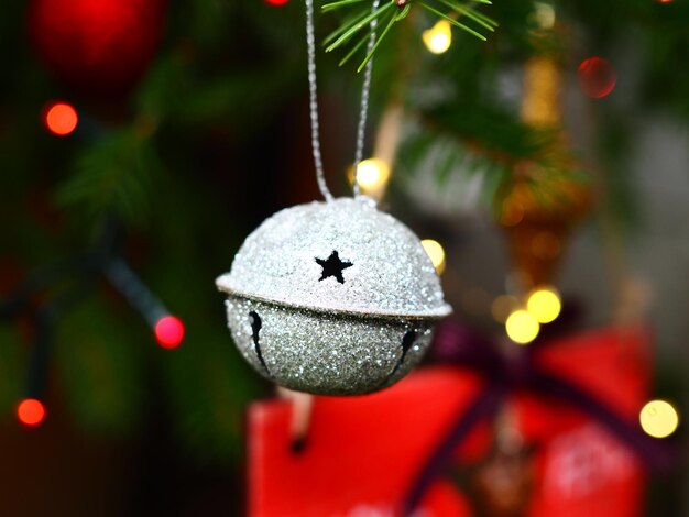 Photo close-up of christmas decoration hanging