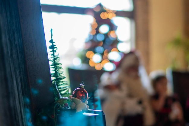 Photo close-up of christmas decoration at home