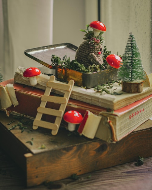 Photo close-up of christmas decoration on table