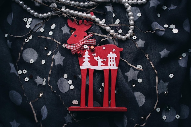 Close-up of christmas decoration on textile