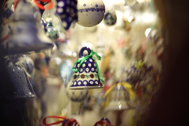 Photo close-up of christmas decorations hanging at home