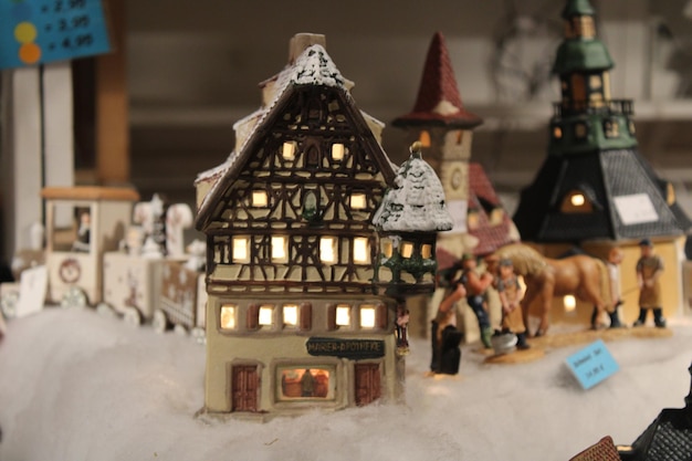 Close-up of christmas decorations on table