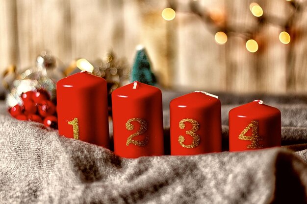 Close-up of christmas decorations on table