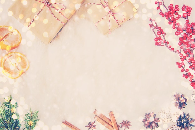 Photo close-up of christmas decorations on table