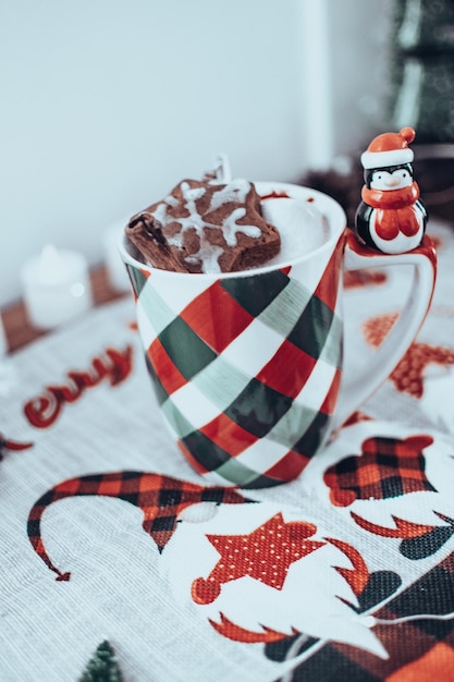 Close-up of christmas decorations on table