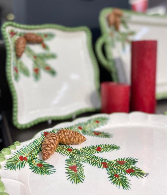 Photo close-up of christmas decorations on table