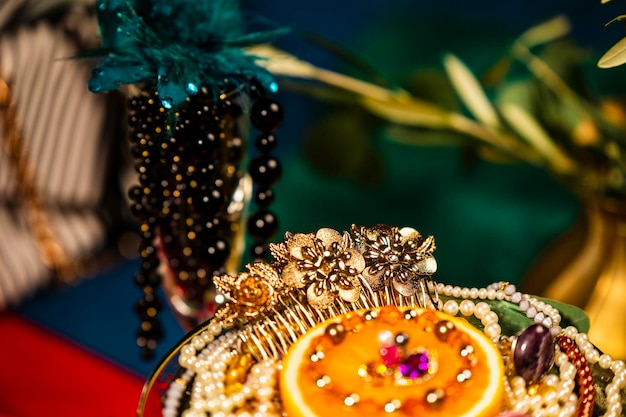 Photo close-up of christmas decorations on table