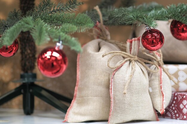 Photo close-up of christmas decorations on tree