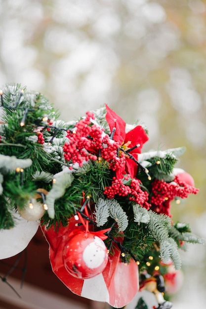 Close-up of christmas decorations on tree