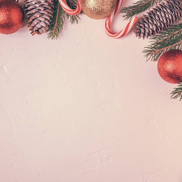 Close up on Christmas decorations with baubles