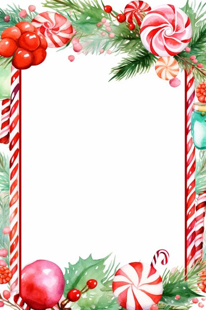 Photo a close up of a christmas frame with candy canes and candy canes generative ai