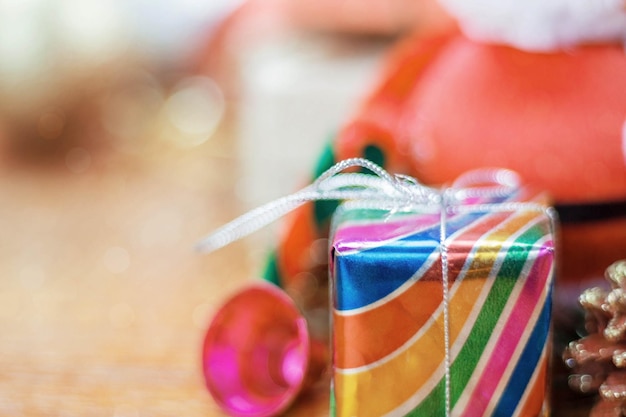 Photo close-up of christmas gift on table