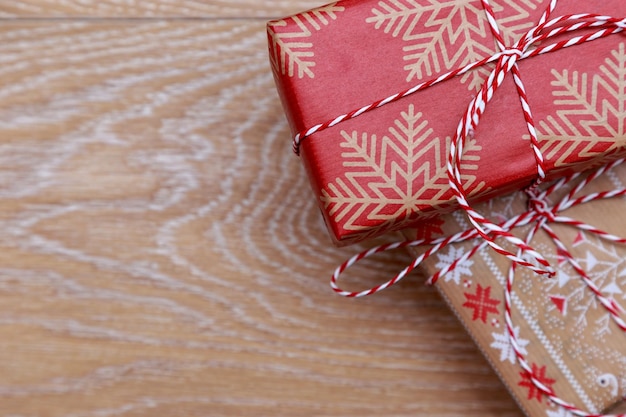 Photo close-up of christmas gifts on table