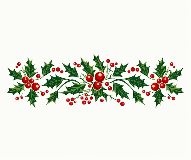 a close up of a christmas holly branch with red berries generative ai