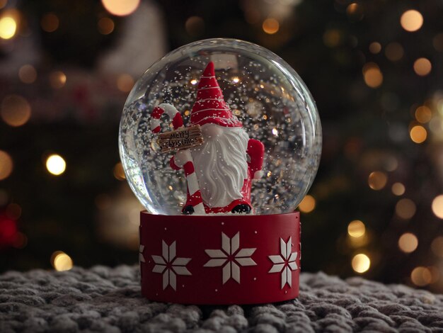 Close-up of christmas snow globe