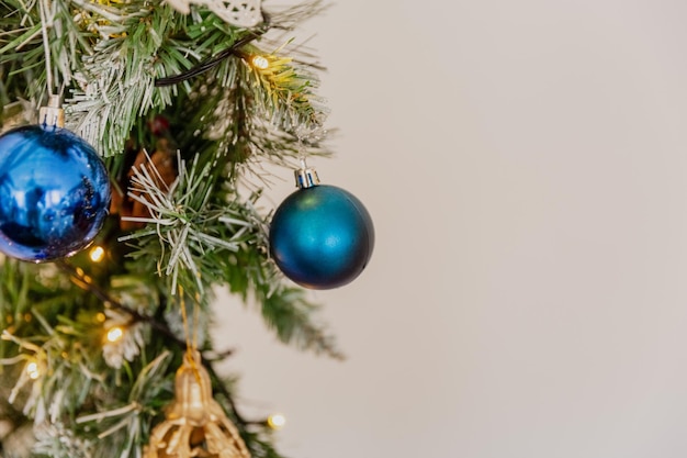 Close-up christmas toys on the tree