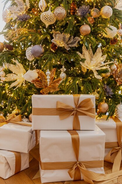 Close-up christmas toys on the tree