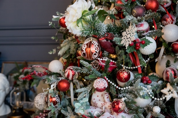 Close up Christmas tree decorated