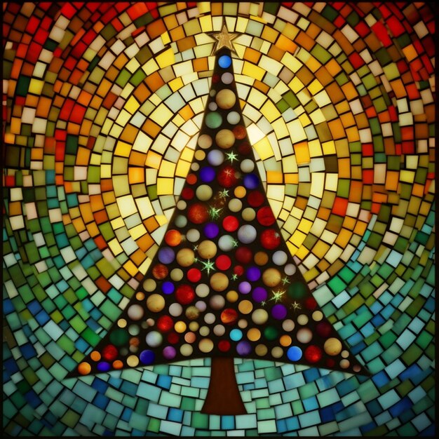 A close up of a christmas tree made of colored glass generative ai