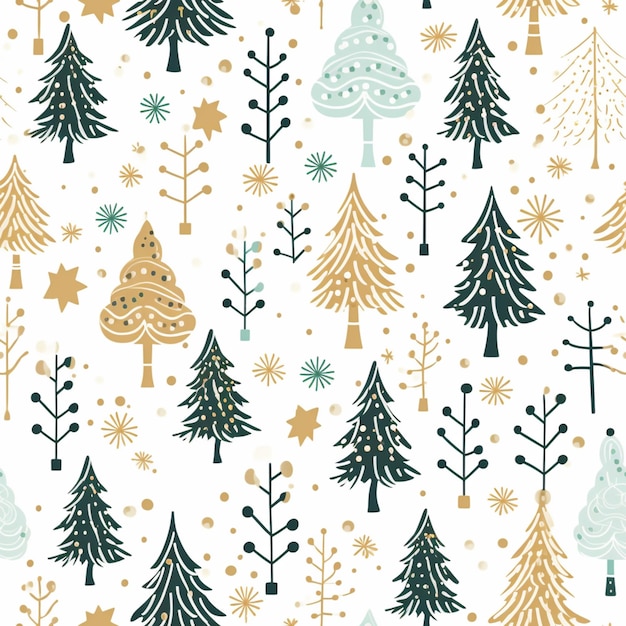 A close up of a christmas tree pattern with gold and green generative ai