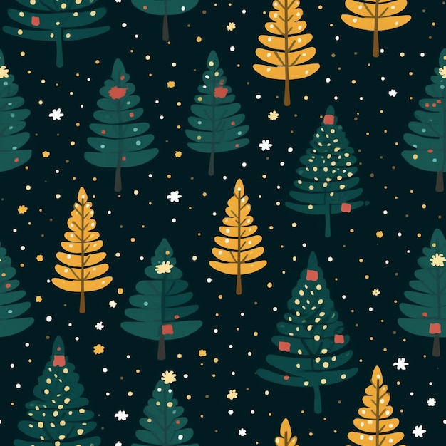 A close up of a christmas tree pattern with stars and snow generative ai