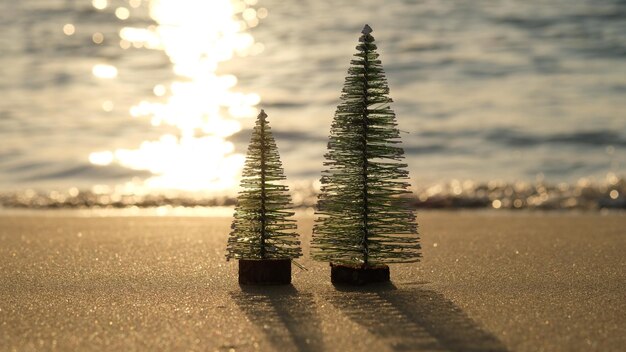 Foto close-up dell'albero di natale sul tavolo