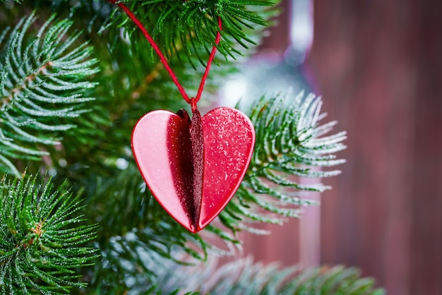 close up christmas tree with decorations