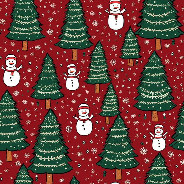 Photo a close up of a christmas tree with snowmen and trees generative ai