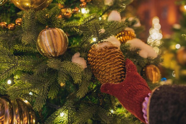 Photo close-up of christmas tree