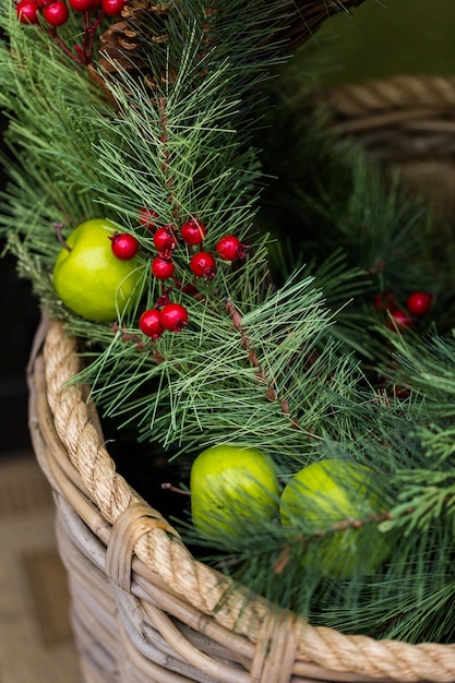 Close up of Christmas wreath.