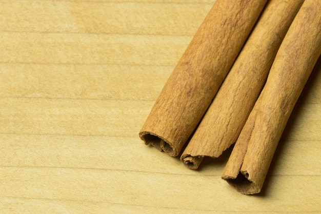 Close up cinnamon stick on table