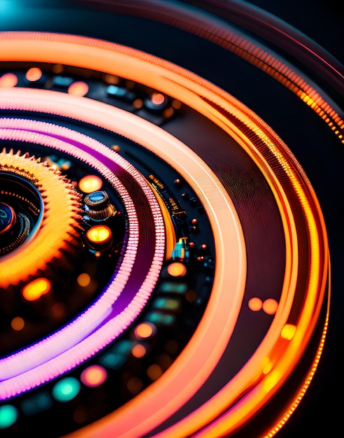 A close up of a circle with a light on it