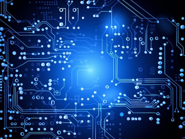 a close up of a circuit board with a blue light generative ai