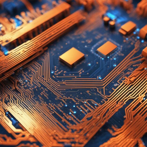 A close up of a circuit board with the word