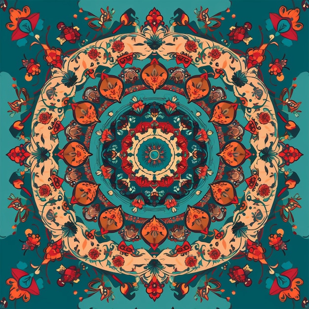 Photo a close up of a circular design with a lot of flowers generative ai