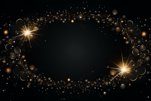 a close up of a circular frame with gold stars and sparkles generative ai