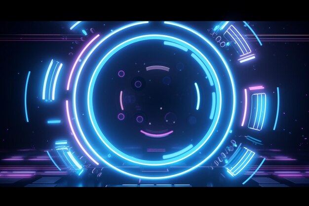 a close up of a circular object with a neon light generative ai