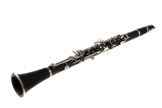 Photo close-up of clarinet on white background